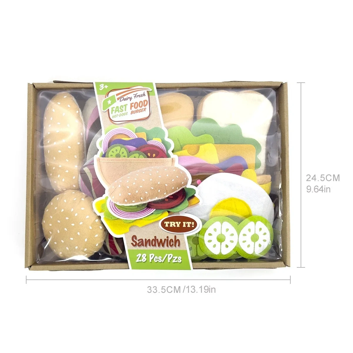 Cute Kid DIY Bread Hamburg Vegetable Fruit Felt Food Toy Kit
