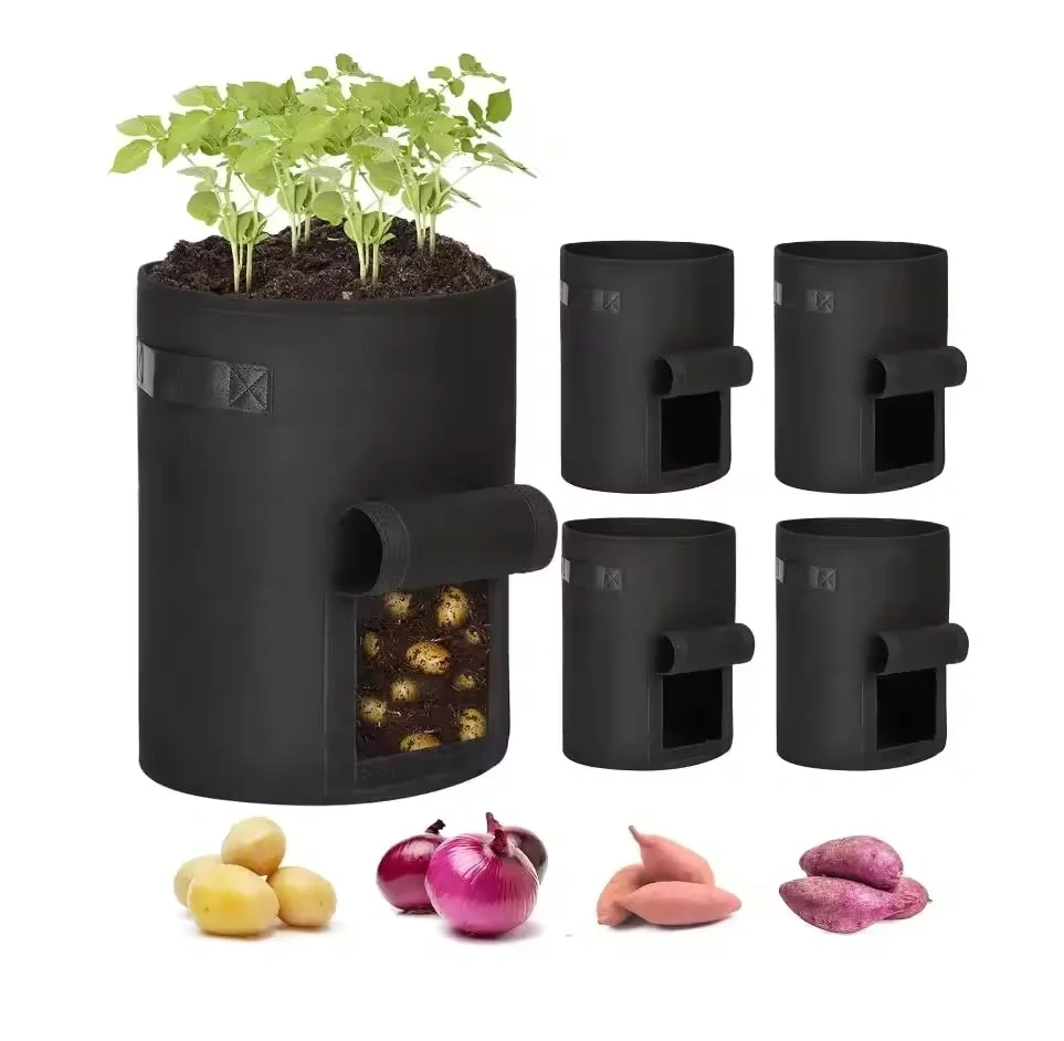 2024 new unique design 10 gallon multipurpose felt aeration nonwoven fabric handle plant vegetable garden cloth pot grow bag