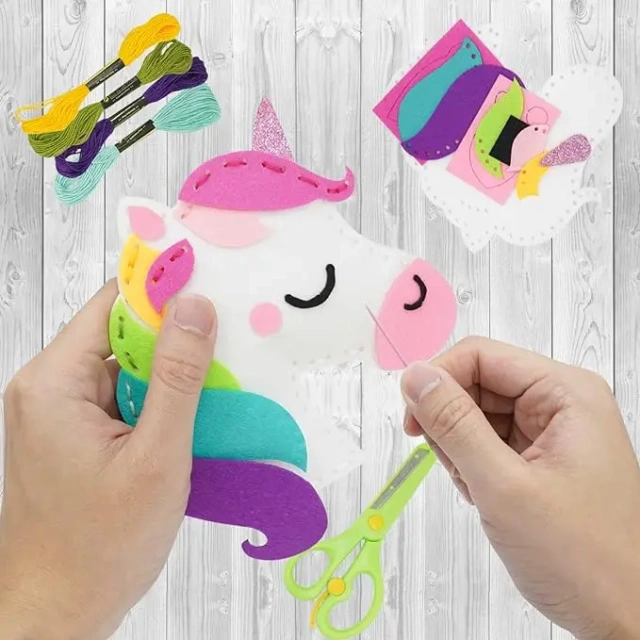 DIY Toy Unicorn Rainbow Whale Bee Kitty Mermaid Felt Sew Kit