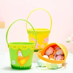 Certification CE échantillon gratuit nouveau personnalisé sublimation poussin vache bonbons lapin feutre sac cadeau paniers de Pâques pour enfants