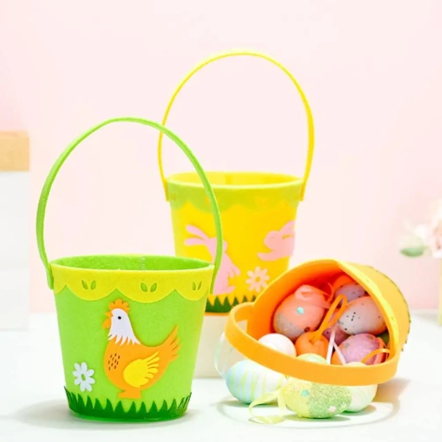 Certification CE échantillon gratuit nouveau personnalisé sublimation poussin vache bonbons lapin feutre sac cadeau paniers de Pâques pour enfants