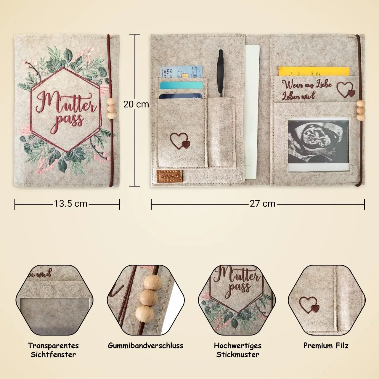 New Hot Premium Embroider Felt Maternity Log Pass Cover Bag for Pregnant Mother