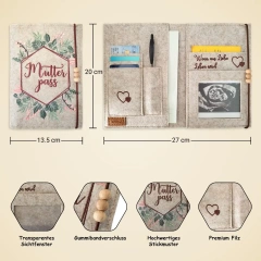 New Hot Premium Embroider Felt Maternity Log Pass Cover Bag for Pregnant Mother