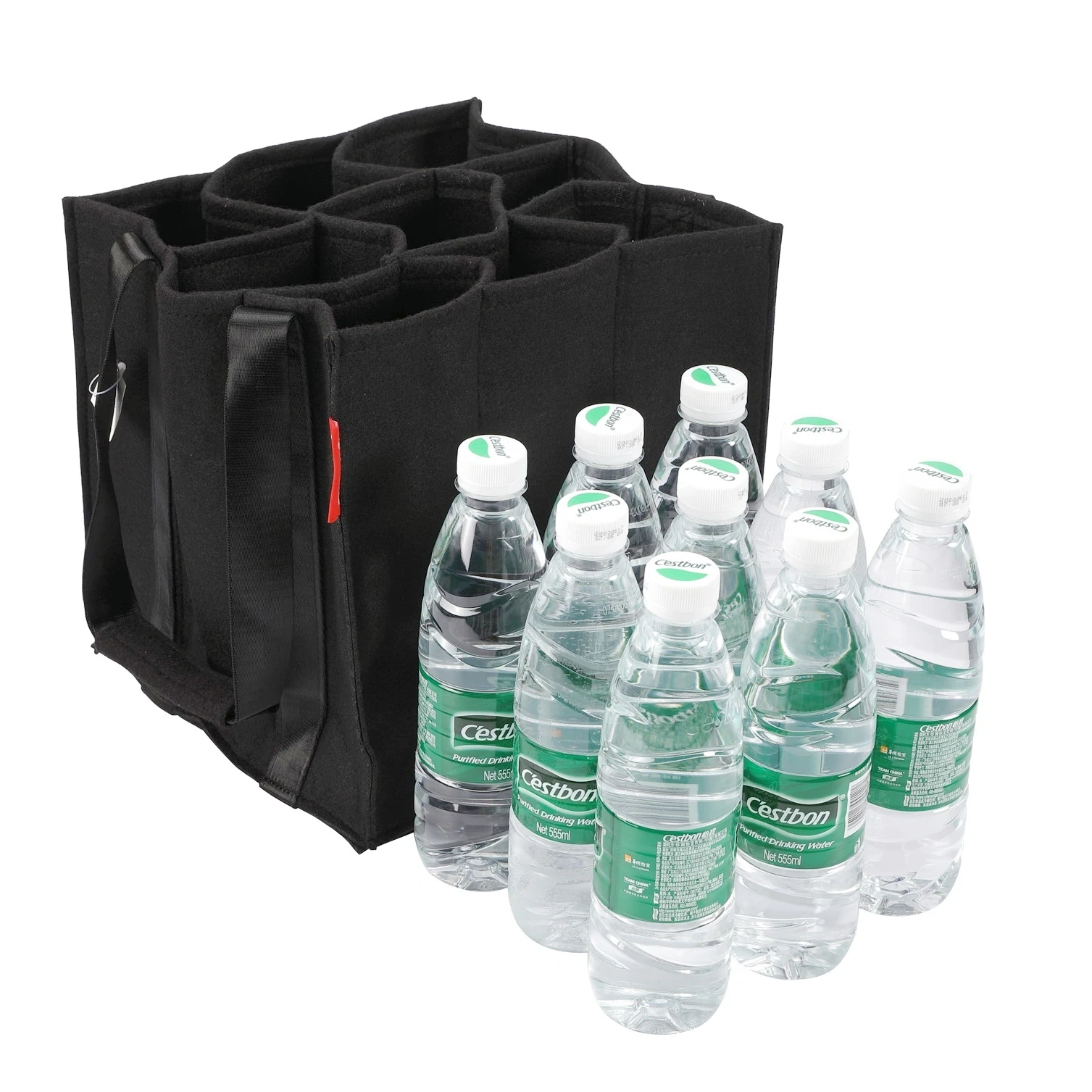 Strong tension nylon handle heavy bearing capacity water bottle sleeve carrier bag beverage bottle carriers