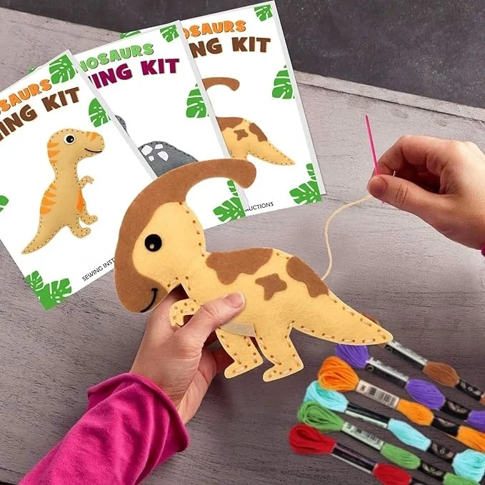 Kids Education Toy Craft Art DIY Felt Sewing Kit S14 Dinosaur