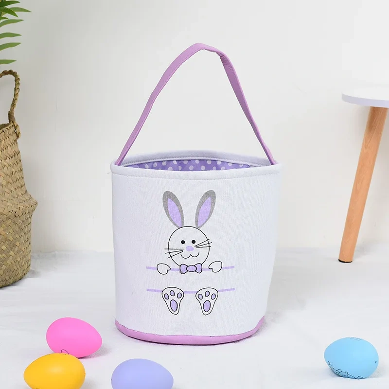 stocked low MOQ wholesale Easter 2024 decorations toy custom liner velvet cotton canvas Easter egg hunt bunny bag Easter baskets