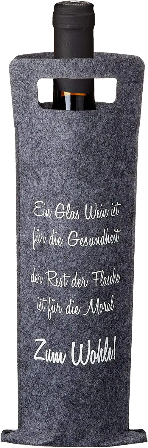 2024 travel portable ecofriendly reusable long black gray custom non woven felt carrier wine bottle bag