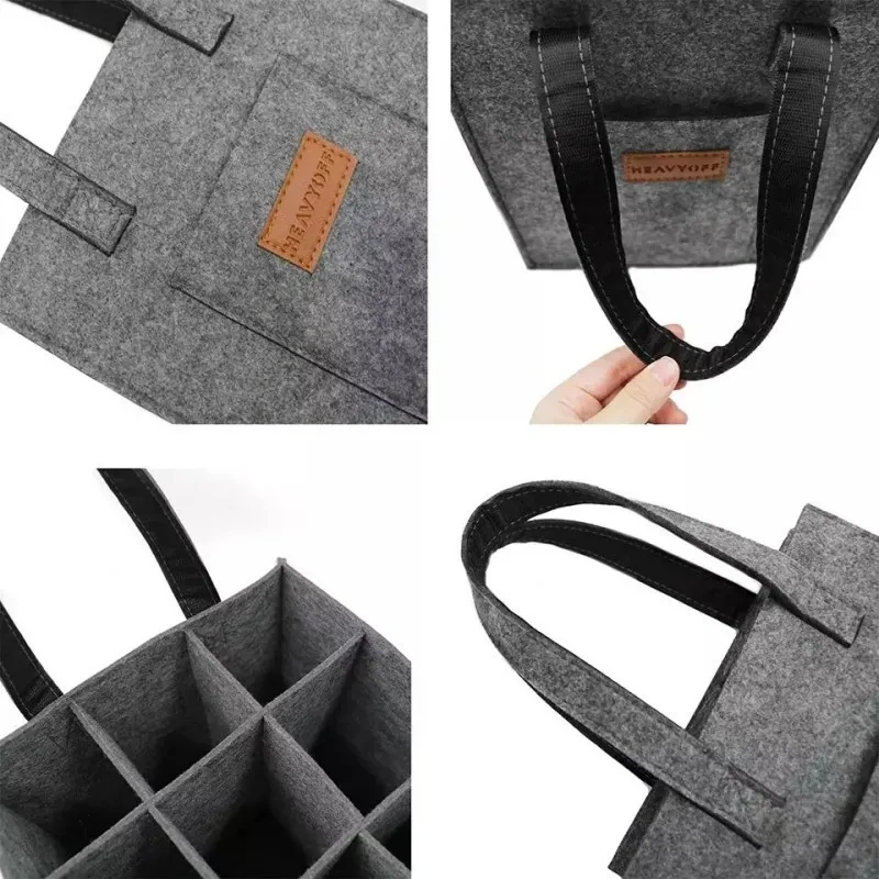 9 Bottles Wine Carrier Tote Reusable Grocery Bags for Travel Camping and Picnic Perfect Wine Lover Gift Felt Wine Bottle Bag
