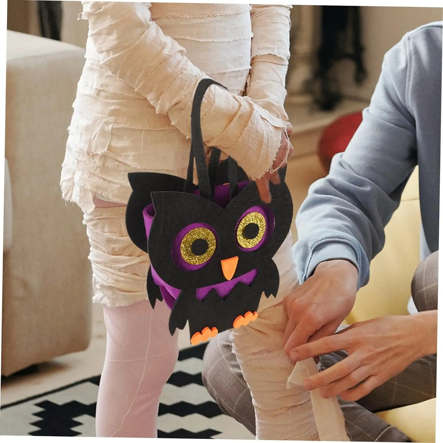Custom Kids 2024 Trick or Treat Owl Felt Halloween Candy Bag