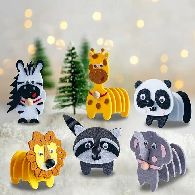 Kid Education Craft Art DIY Felt Sewing Kit S6 Beaded Animal