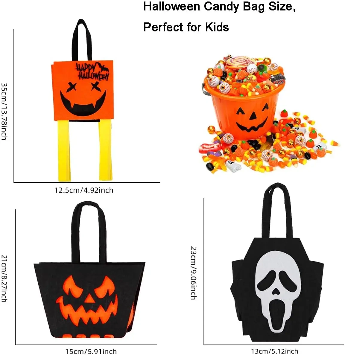 Kid Trick or Treat Ghost Pumpkin Felt Halloween Candy Basket