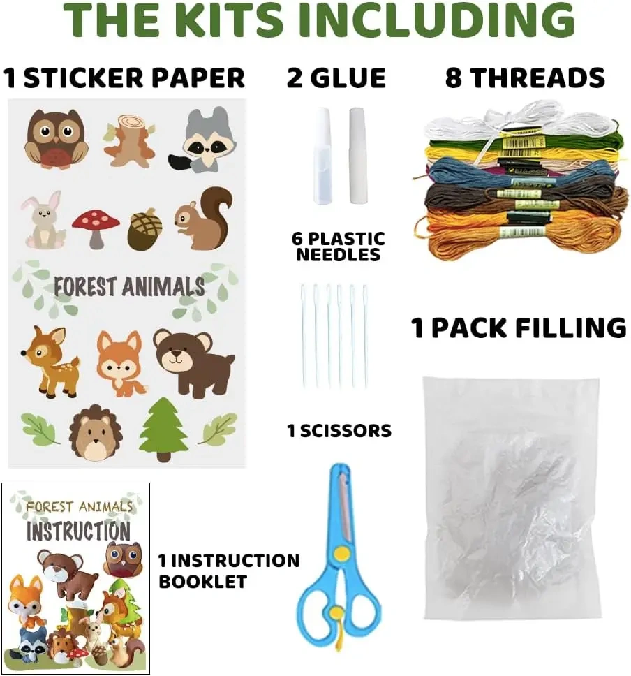Kids Fun Learn DIY Craft Toy Forest Animals Felt Sewing Kit