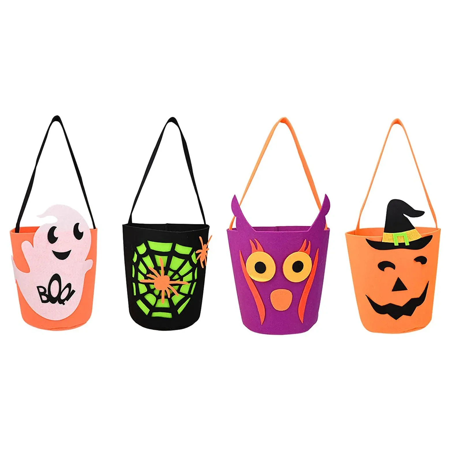 2025 Kid Trick or Treat Pumpkin Felt Halloween Candy Bucket