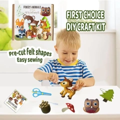 مجموعة أدوات خياطة مصنوعة من اللباد على شكل حيوانات الغابة للأطفال، لعبة حرفية ممتعة لتعلم صنعها يدويًا