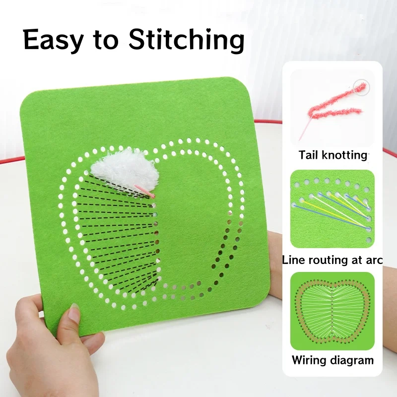 Kids Fun Toy DIY Montessori Embroidery Felt Board Sewing Kit