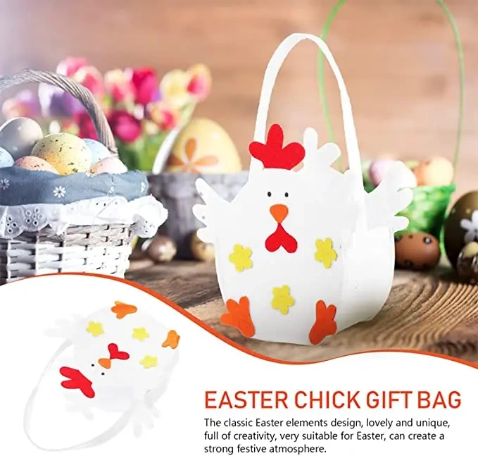 wholesale cute custom logo eco small chicken felt easter baskets, candy gift bag for kids holiday festival party favor