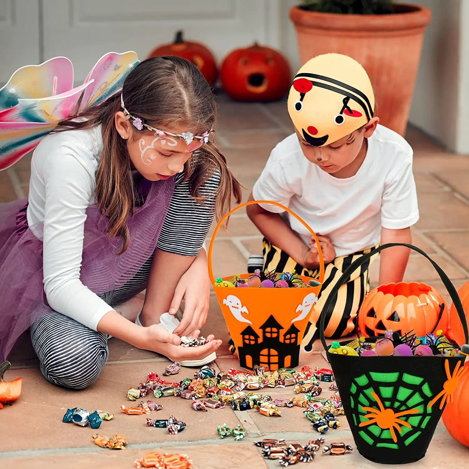 2024 Trick or Treat Black Spider Felt Halloween Candy Basket