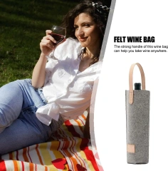 Túi tote đựng chai rượu bằng vải không dệt, có quai xách bằng da có đệm dùng cho tiệc cưới, tiệc tối, mua sắm