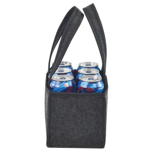 túi xách tay bán buôn bán chạy hàng mới về cảm thấy đơn giản du lịch tái sử dụng tùy chỉnh in 6 chai rượu túi tote