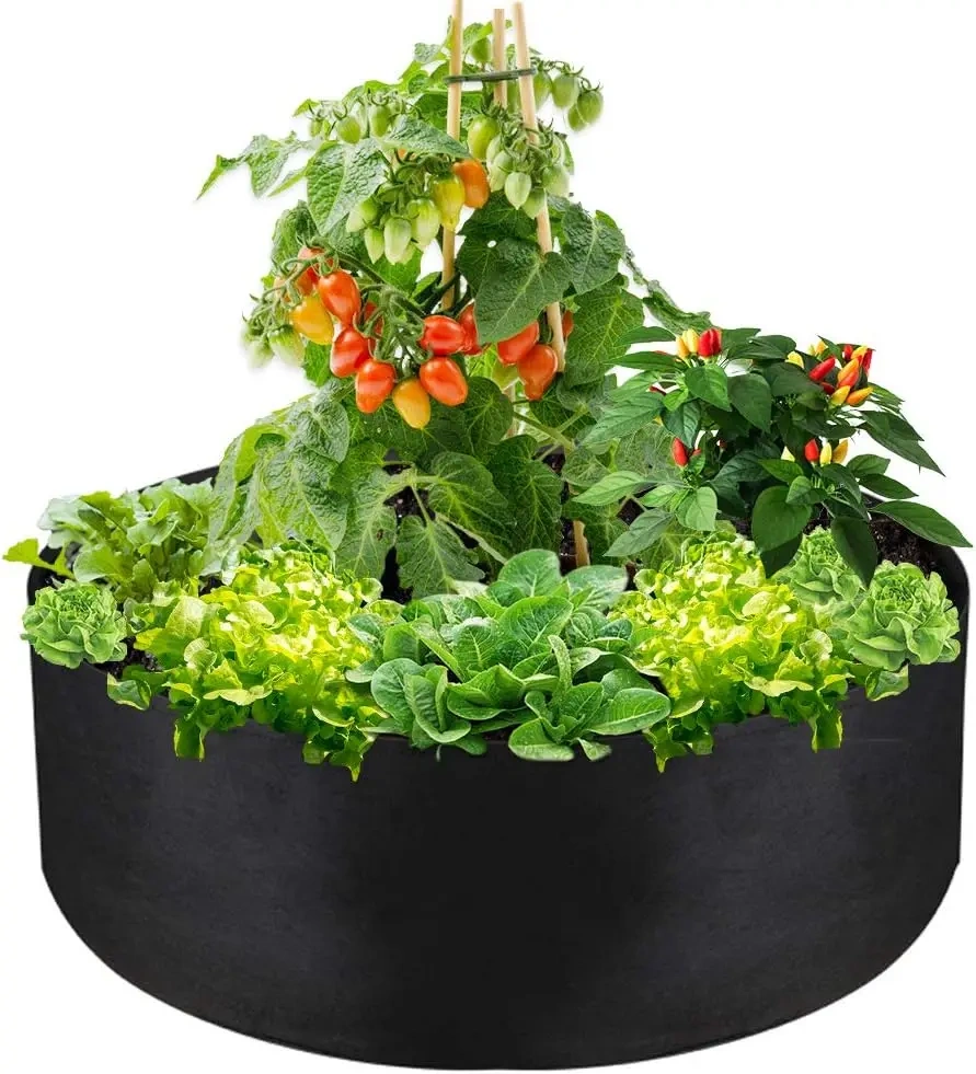cheap bulk buy new custom large heavy duty fabric round raised  planting flower vegetable potato garden planter pots grow bag