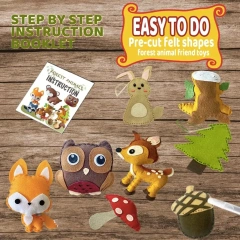 مجموعة أدوات خياطة مصنوعة من اللباد على شكل حيوانات الغابة للأطفال، لعبة حرفية ممتعة لتعلم صنعها يدويًا