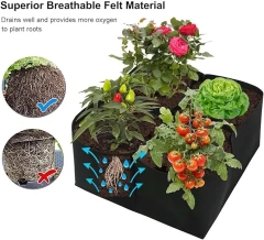Sacs de culture de plantes en tissu respirant, plates-bandes surélevées pour l'extérieur pour légumes et fleurs, sacs de culture carrés en feutre