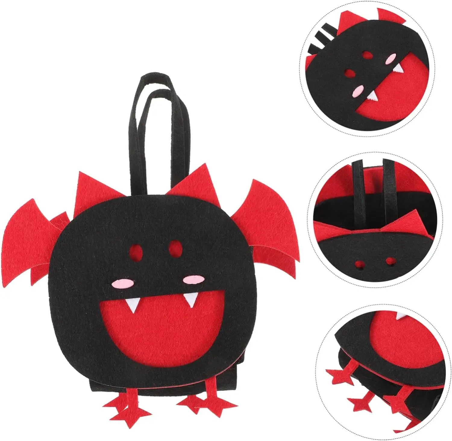 2024 Trick or Treat Black Red Bat Felt Halloween Candy Bag