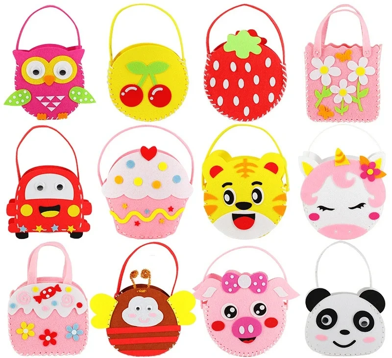 Custom Cute New Kids DIY Craft Toy Flower Bag Felt Sewing Kit