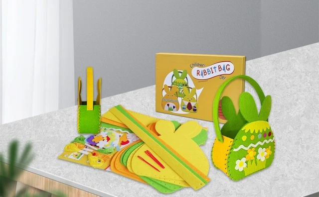 Kids Fun Education Craft DIY Easter Flower Bag Felt Sew Kit