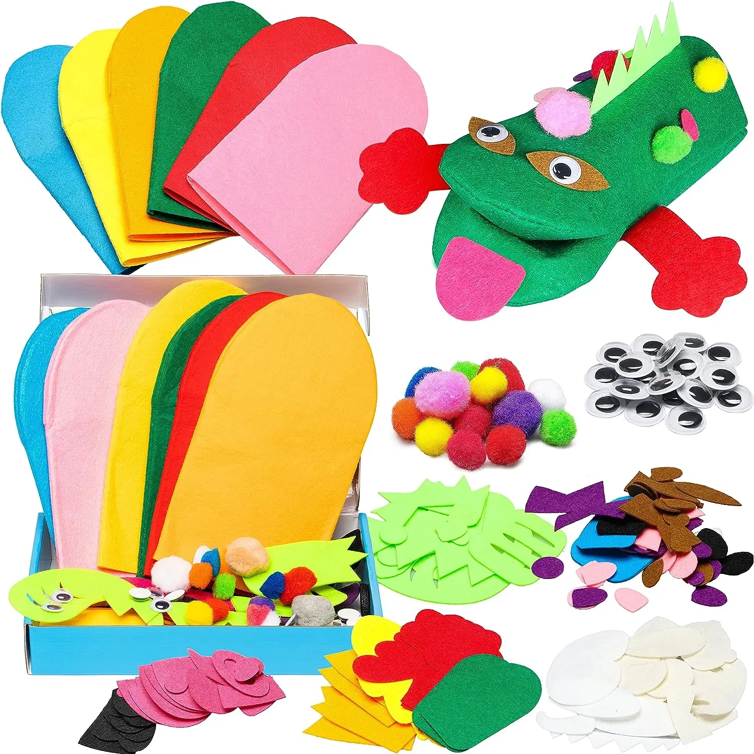 Kids Fun DIY Craft Toy Felt Hand Puppets Decorating Kit