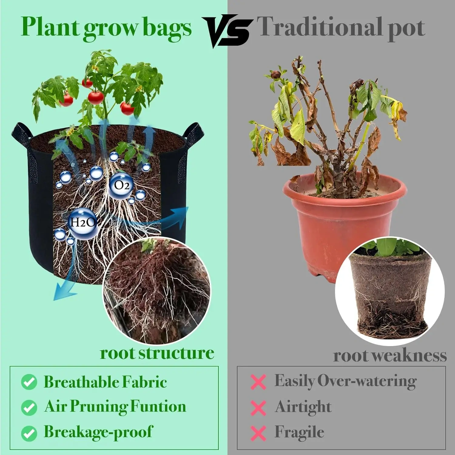 2024 new product multicolor mixed size outdoor durable handles fabric plant garden pots planters potato flower grow bags