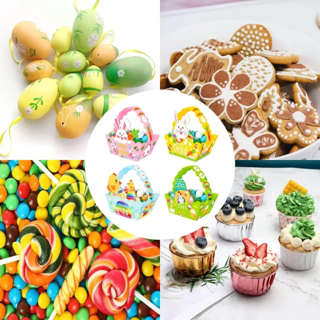 CPC échantillon gratuit en gros nouveau personnalisé sublimation poussin vache bonbons lapin feutre cadeau sac paniers de Pâques pour enfants