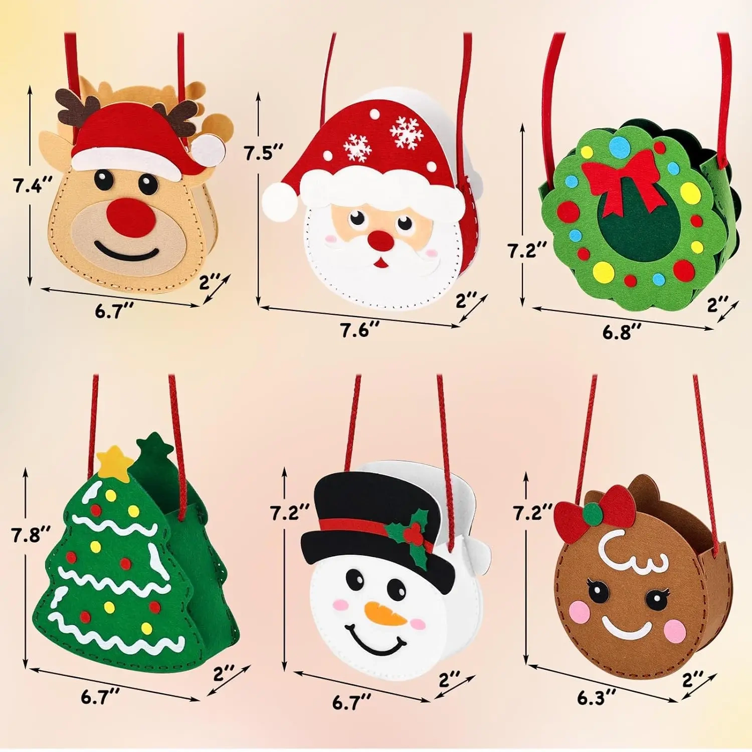 Custom 2025 Kids DIY Decorative Bulk Felt Christmas Gift Bag