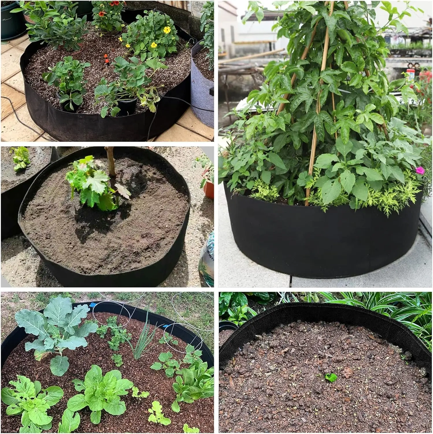 cheap bulk buy new custom large heavy duty fabric round raised  planting flower vegetable potato garden planter pots grow bag