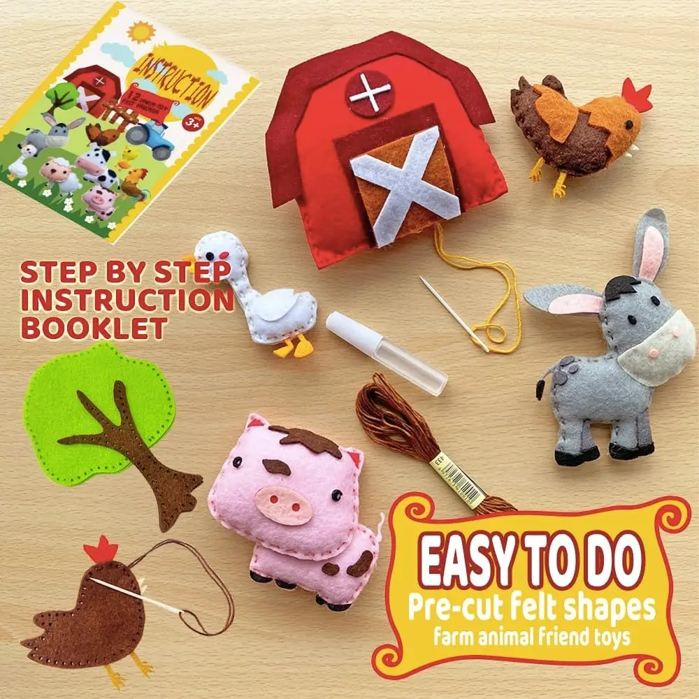 Custom Kids DIY Craft Toy Felt Sewing Kit S12 Farm Animals