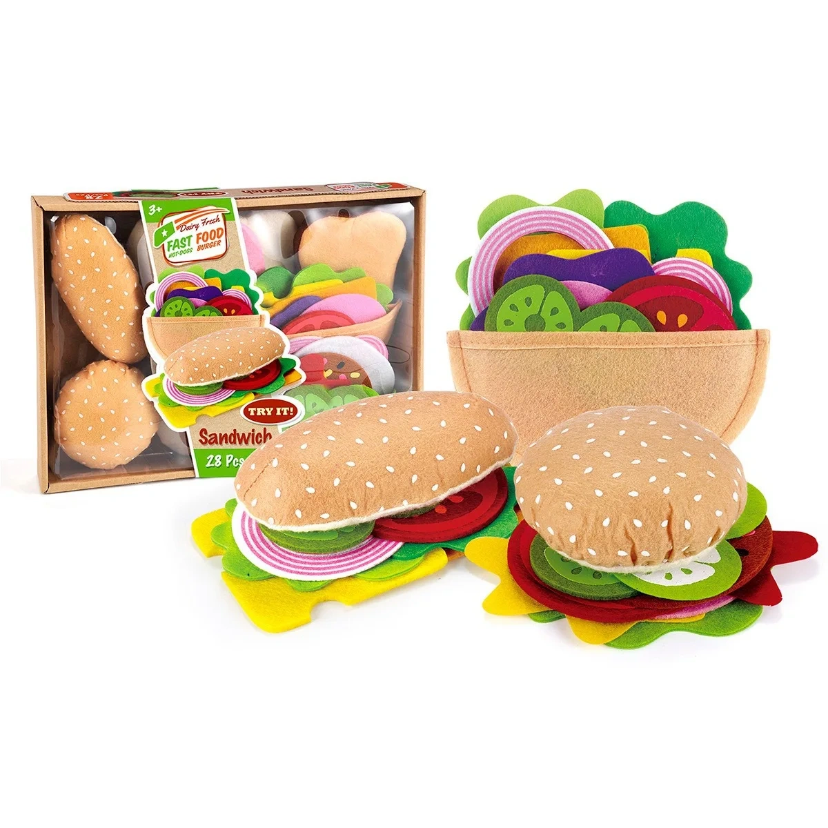 Cute Kid DIY Bread Hamburg Vegetable Fruit Felt Food Toy Kit