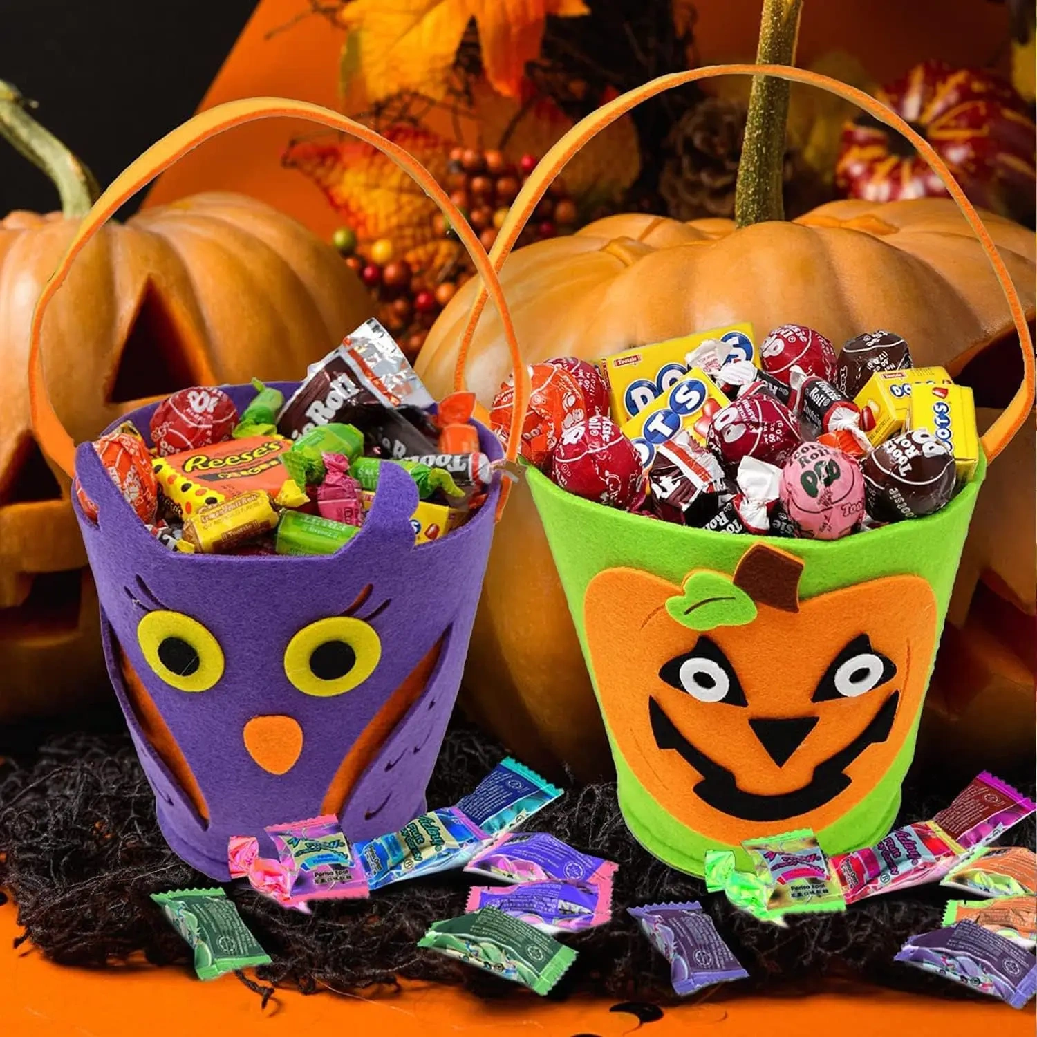 Custom Kids 2024 Trick or Treat Felt Halloween Candy Bucket