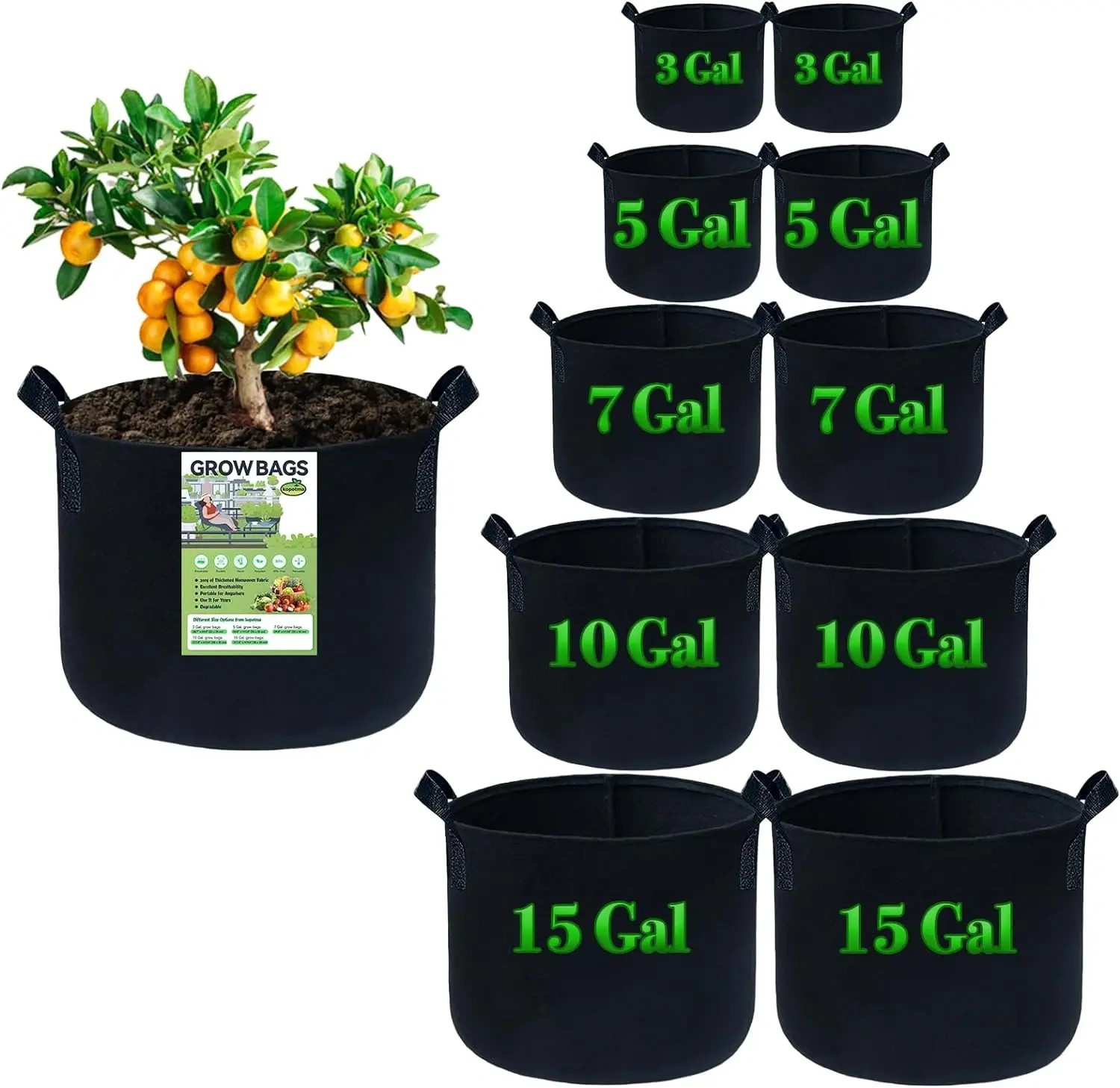 2024 new product multicolor mixed size outdoor durable handles fabric plant garden pots planters potato flower grow bags