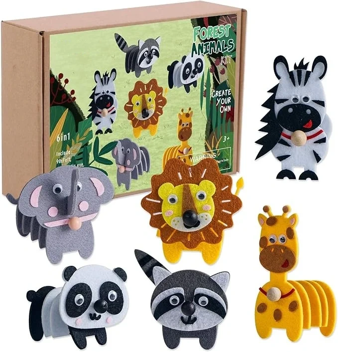 Kid Education Craft Art DIY Felt Sewing Kit S6 Beaded Animal