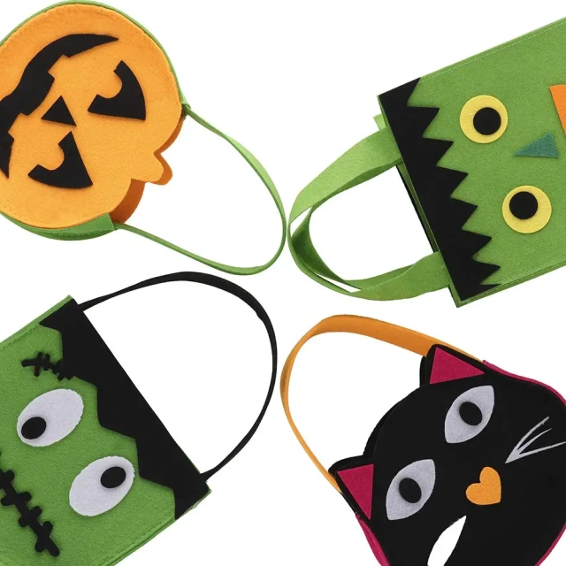 Sac à bonbons d'Halloween en feutre avec logo personnalisé 2024 Trick or Treat Cat