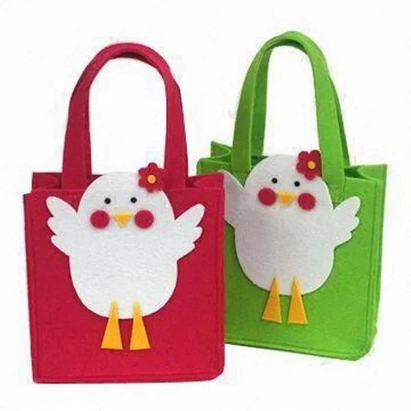 free sample ce certification custom sublimation liner kids candy bunny gift bag egg hunt chick felt Easter baskets for kids
