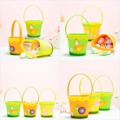 Certification CE en gros personnalisé nouveau personnaliser doublure de sublimation poussin bonbons lapin feutre sac cadeau paniers de Pâques pour enfants