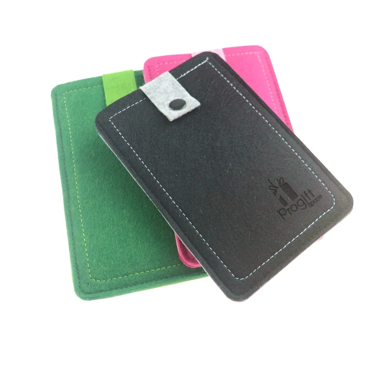 2022 Factory Direct Sale Eco Friendly Universal Phone Pouch Felt Mobile Phone Bag with Plastic Snap