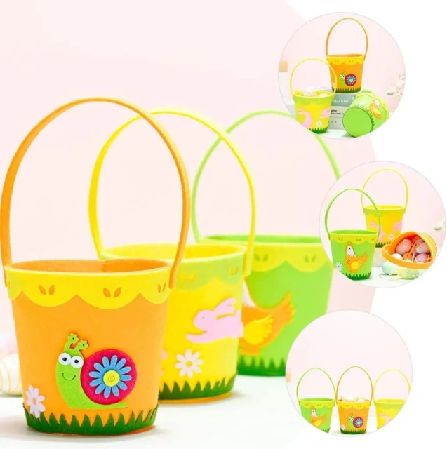 Certification CE en gros personnalisé nouveau personnaliser doublure de sublimation poussin bonbons lapin feutre sac cadeau paniers de Pâques pour enfants