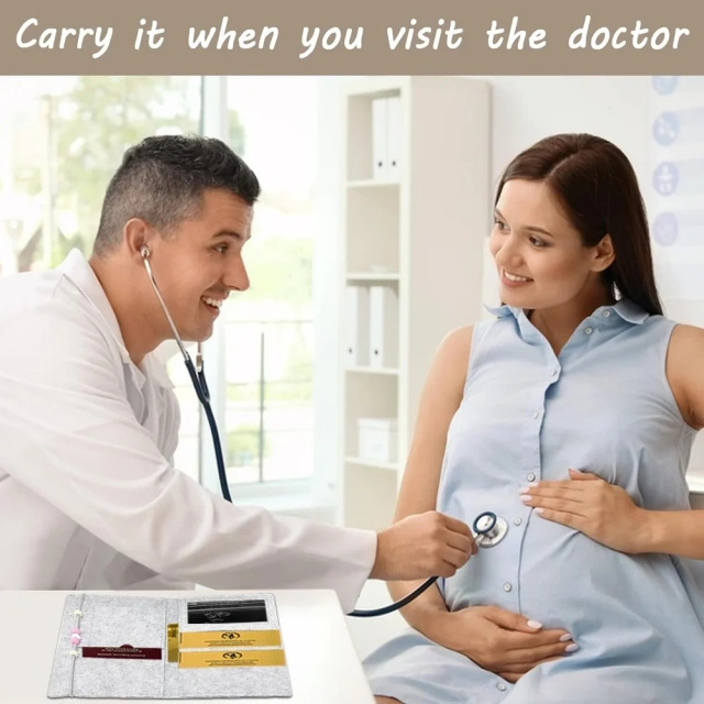 غطاء حماية لبطاقة الأمومة مصنوع يدويًا من اللباد الألماني للأم الحامل وبطاقة تأمين صورة الموجات فوق الصوتية والتطعيم