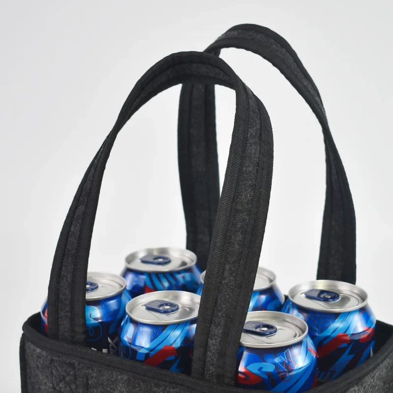 hand bags wholesale hot selling new arrivals felt simple travel reusable custom print 6 bottle wine carrier tote bag