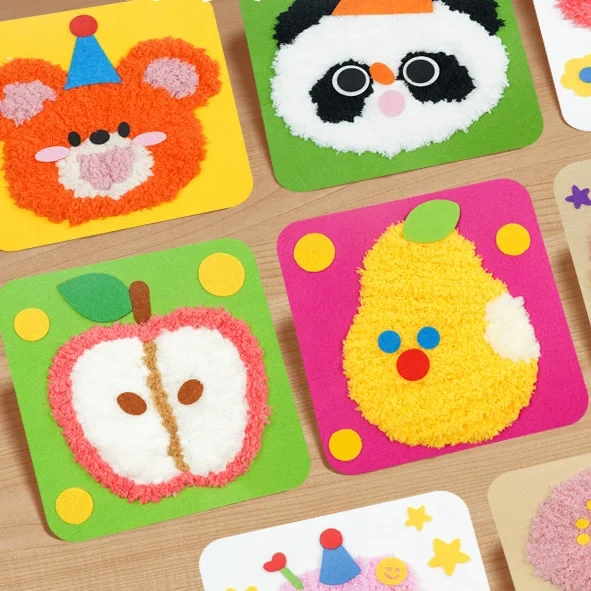 Kids Fun Toy DIY Montessori Embroidery Felt Board Sewing Kit