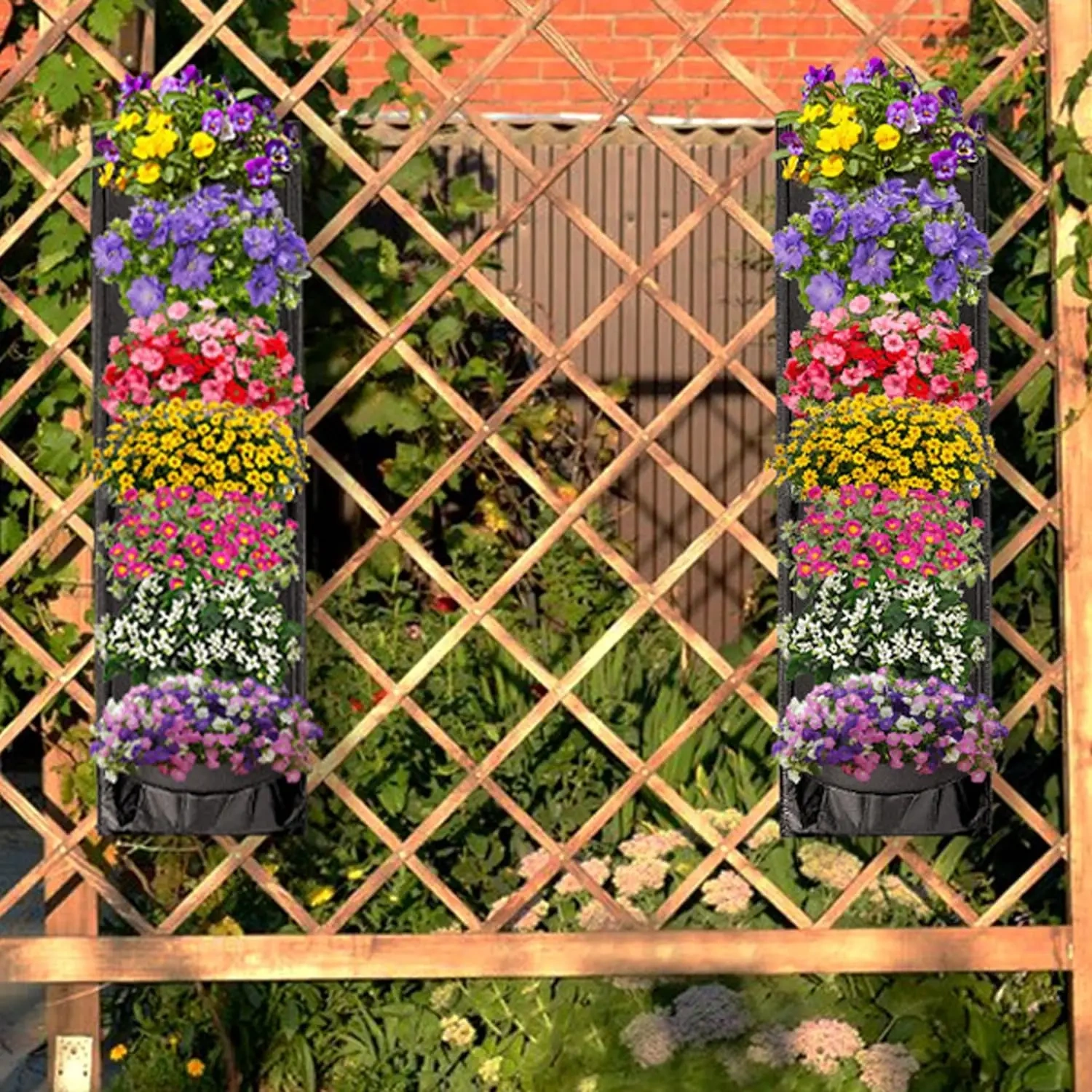 wholesale various sizes multipurpose 7 pockets outdoor vertical wall hanging green planter plants containers garden holders