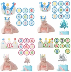 Regalo personalizado lindo para niños Sombrero de fieltro de tela para bebé Corona de cumpleaños