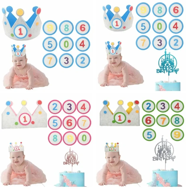 Regalo personalizado lindo para niños Sombrero de fieltro de tela para bebé Corona de cumpleaños